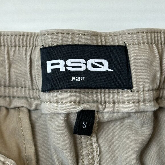 RSQ Jogger Pants Mens Small Khaki Beige Elastic Waist Casual Stretch Lightweight - Picture 3 of 9